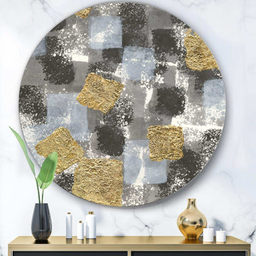 Gold Glamour Squares II - Abstract Metal Circle Wall Art